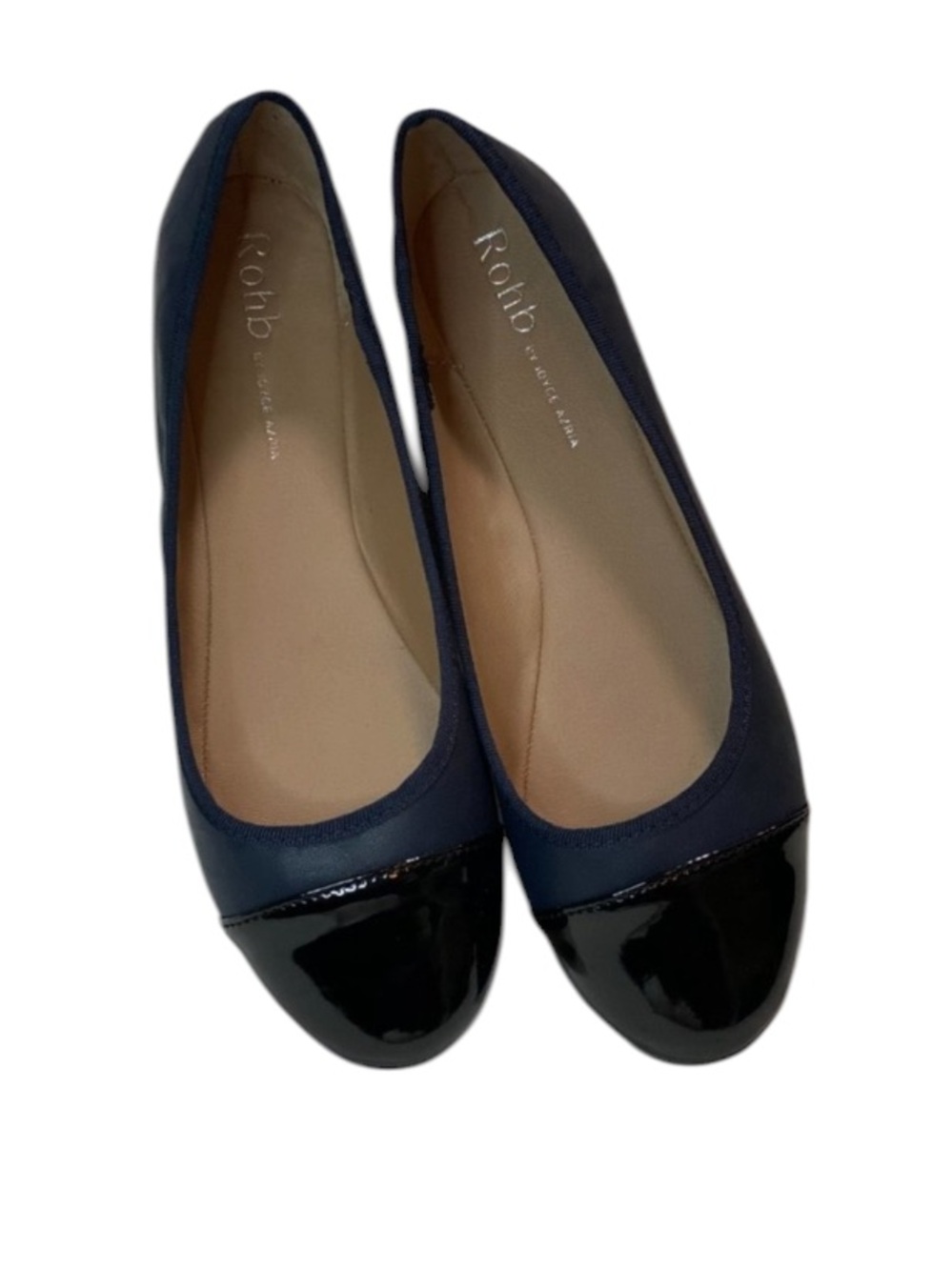 NEW! Rohb Navy Black Patent Ballet Flats